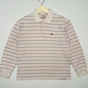 Vintage 1980’s Lacoste Long Sleeve Striped Polo Shirt Size 4 Made in France